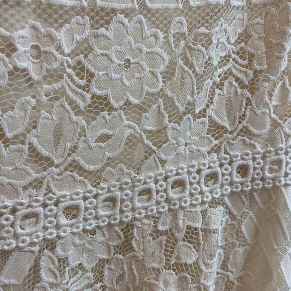 Tahari Arthur S Levine Ivory Eyelet Lace Cold Shoulder A-Line Dress - Picture 5 of 5